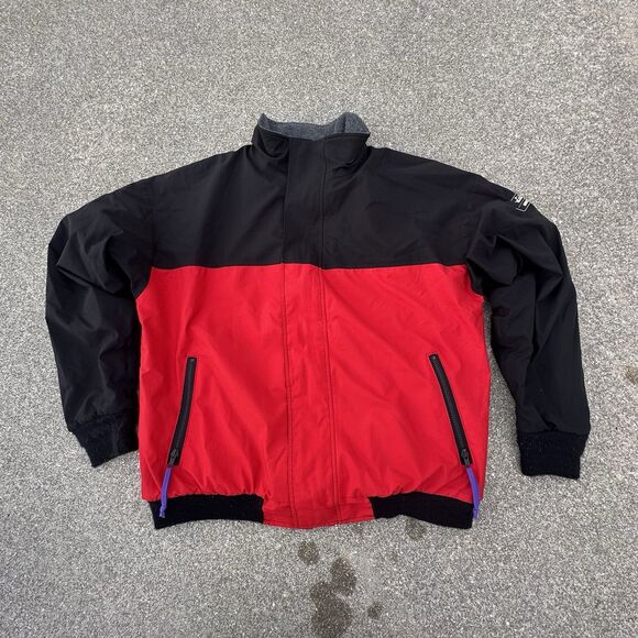Vintage Woolrich Jacket Mens Large Goretex Fleece Lined USA Black Red Colorblock - Picture 1 of 9